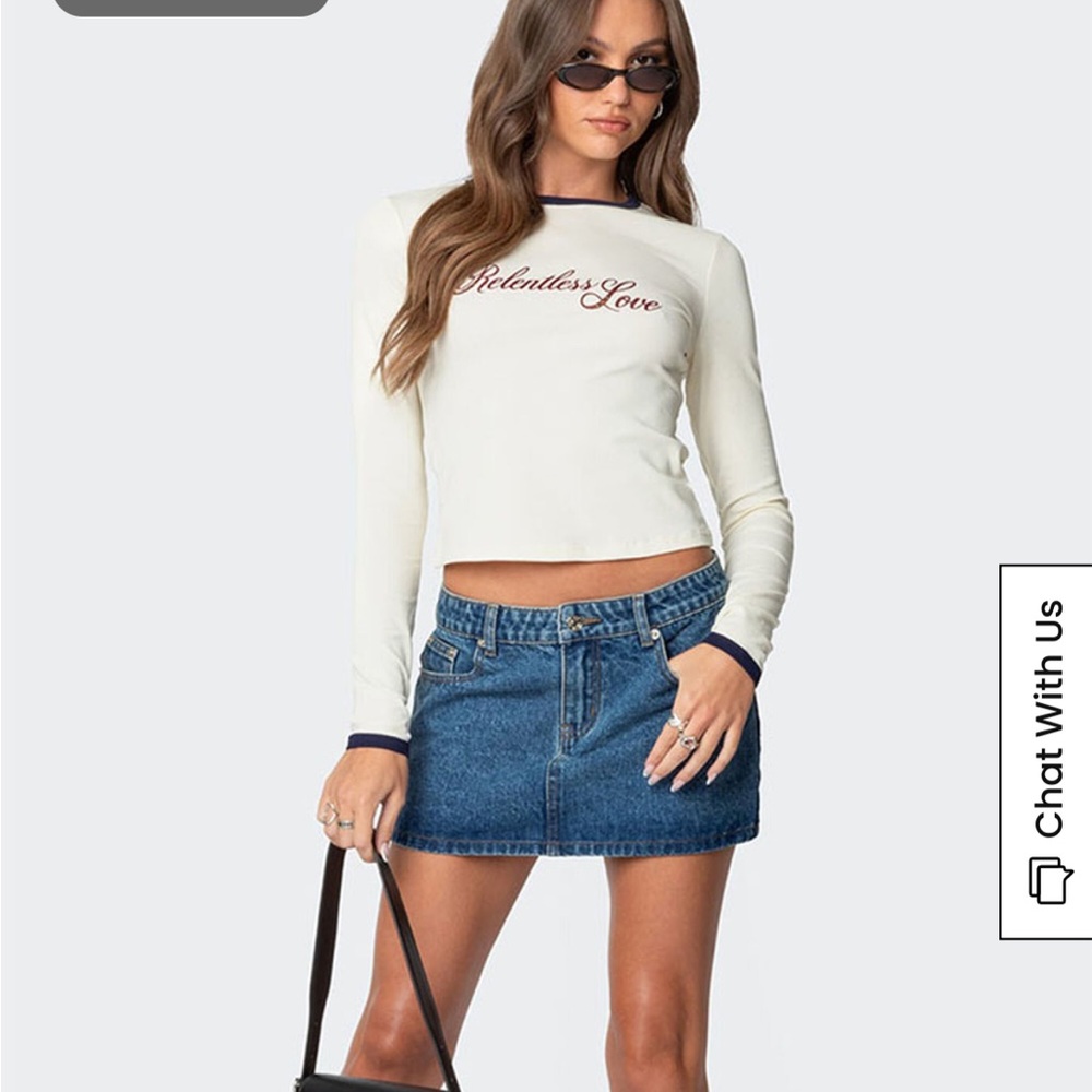 Edikted Chiara Dark Blue Denim Skirt